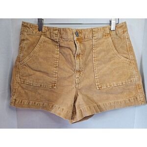 American Eagle Corduroy Super Stretch High Waisted Shorts SZ 14 Gold Yellow